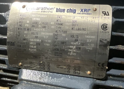 New | in-Stock Marathon Electric 184ttfc6027 Motors (misc) Iowa US | ISP Equipment Group #1318842