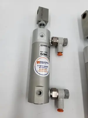 Used SMC SMC PNEUMATIC CYLINDER NCDGBN20-0100 & TWO AS2201F VALVES Pneumatic Cylinders | ND Industrial Surplus #1216746