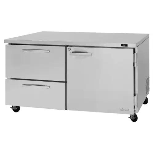 Turbo Air PUR-60-D2R(L)-N 60 1/4" W Undercounter Refrigerator w/ (2) Sections & (1) Door & (2) Drawers, 115v