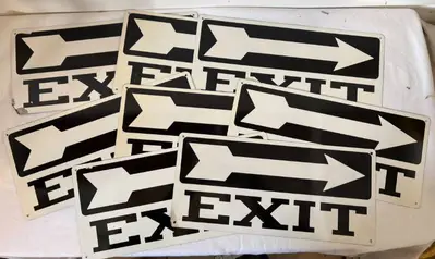 Set of 8 Metal EXIT Signs with arrow pointing to right