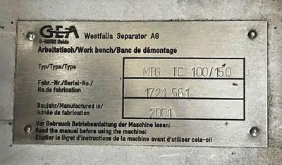 Westfalia TC 100-01-006 separator, 316SS.