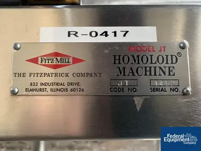 USED Fitzpatrick JT Homoloid Fitzmill, S/S, 3 HP