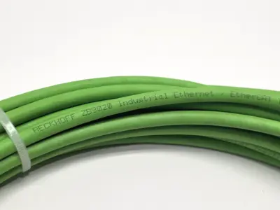 Used Beckhoff Double Ended Ethernet/ EtherCAT Cordset M12 Male 4-pin to RJ45 Cable & Wire Michigan US | Maverick Industrial Sales #1398010
