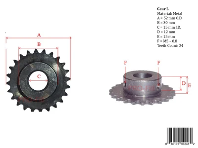 New | in-Stock PRO-FILL INC GEAR E (38MM X 15MM) Conveyor Parts | ProFill Inc #948230