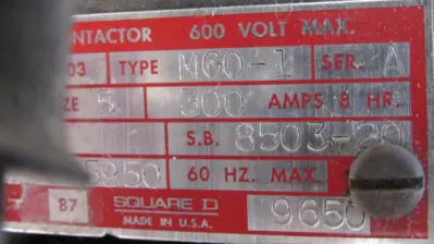 USED SQUARE D 8503-MG0-1 CONTACTOR 300A 60VDC COIL SER A SIZE 5 8503MG01