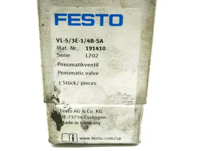 NEW SEALED FESTO VL-5/3E-1/4B-SA PNEUMATIC VALVE 191410 VL53E14BSA