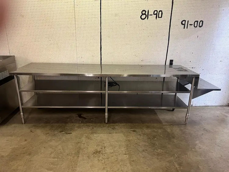 Used Falcon Restaurant Supply Used 128" Heated Top Stainless Steel Table with Step Down Shelf - FG7 - SS373 Steam Tables (Food) Illinois US | Falcon Restaurant Supply #1373735