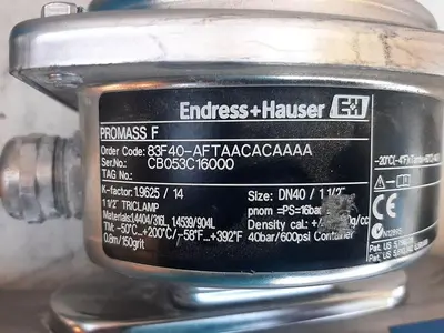Meter, Flow, Endress Hauser, Promass F, 1-1/2", 316 S/st, B #S743319