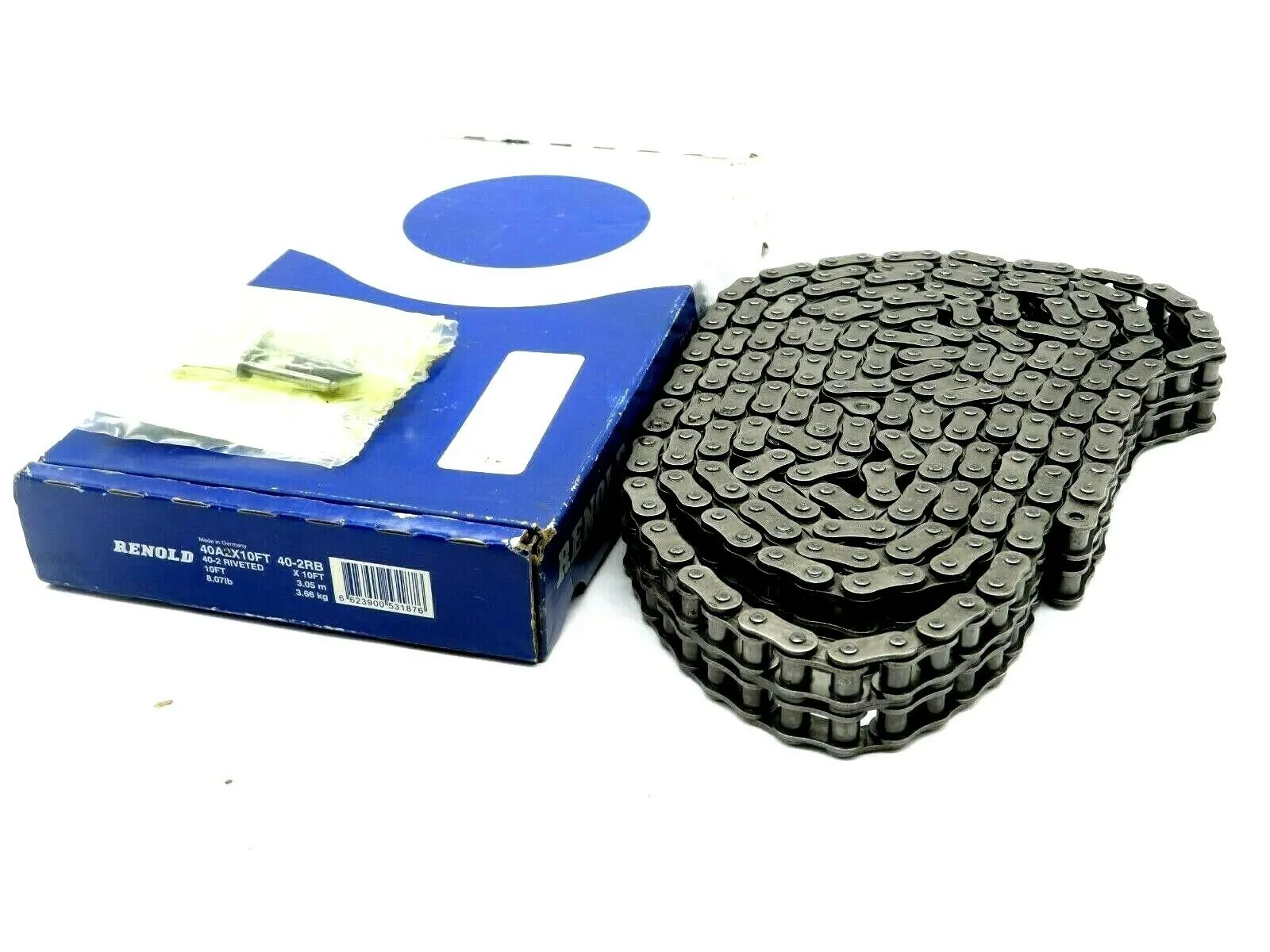 NEW RENOLD 40-2RB CHAIN 10FEET DUAL ROW ROLLER 40A2X10FT 402RB