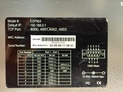 B&b Elec ESP904 4 Port V-Link Tcp Port 4000 4001 4002 4003 (9.3.5)