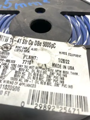 USED INTERNATIONAL WIRE AND CABLE MTW 14 BLU/WHT 500 WHITE STRIPE 450FT 029892254711