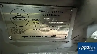 USED SWECO 30" Sweco Turbo-Screen Classifier, Model TS-30, S/S, 7.5 HP