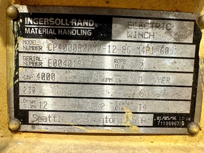 Used _UNKNOWN_ CP4000B20M2-12-8G-M4P1-60 Winches West Virginia US | Cooper Industries #1409460
