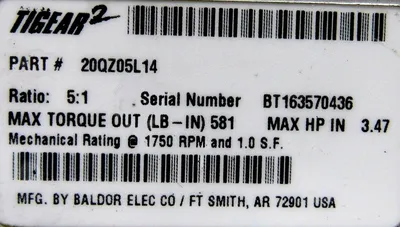 NEW BALDOR 20QZ05L14 GEARBOX SPEED REDUCER RATIO 5:1