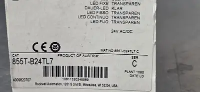 Allen Bradley 855T-B24TL7 Ser C Clear Steady LED Stack Light (BIN731)