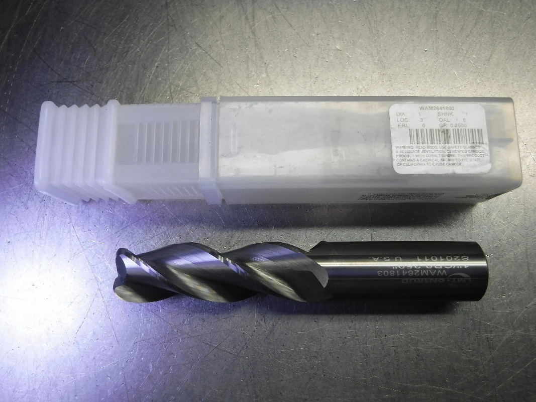 LMT Onsrud 1" 3 Flute Carbide CR Endmill 1" Shank .25" R WAM2641803 (LOC2103B)