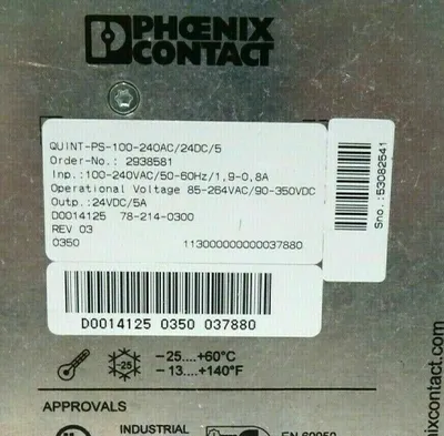 USED PHOENIX CONTACT QUINT-PS-100-240AC /24DC/ 5 POWER SUPPLY 2938581