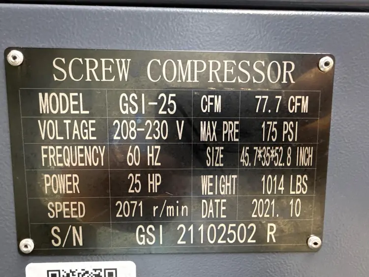 Used 2021 STANDARD INDUSTRIAL GSI-25 Air Compressors (Misc) Ohio US | Aucto #1306754