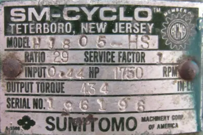 NEW SUMITOMO H1805-HS SM-CYCLO REDUCER 29:1 H1805HS