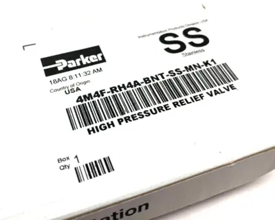 NEW PARKER HIGH PRESSURE RELIEF VALVE, MANUAL OVERRIDE, ANGLED