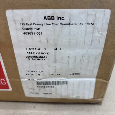 New | in-Stock ABB 264DSESHB2A1V1E6L1B1N2 Test Equipment - Other Indiana US | J&J Industrial Supply #1394340