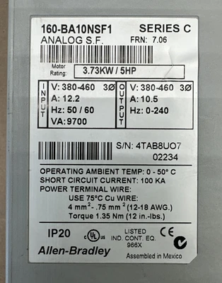 USED Allen-Bradley 160BA10NSF1