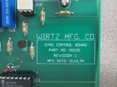 New Wirtz Mfg. 190152 Sync Control Board Rev. C