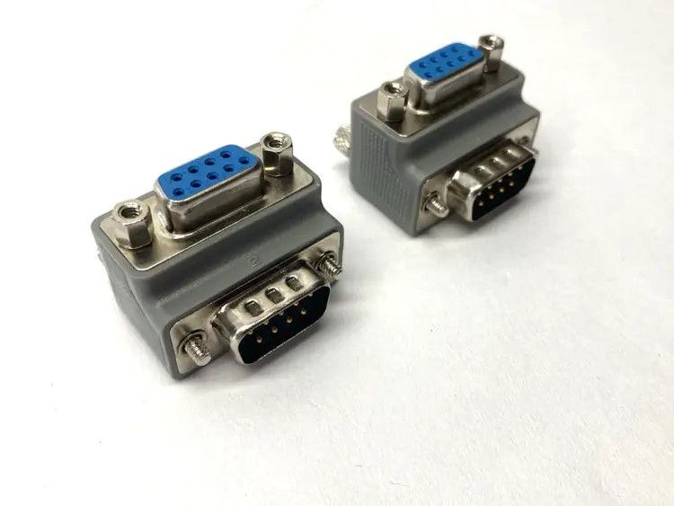 Used L-COM RIGHT ANGLE MALE TO FEMALE ADAPTER DB9 Connector Accessories | Maverick Industrial Sales #1106348