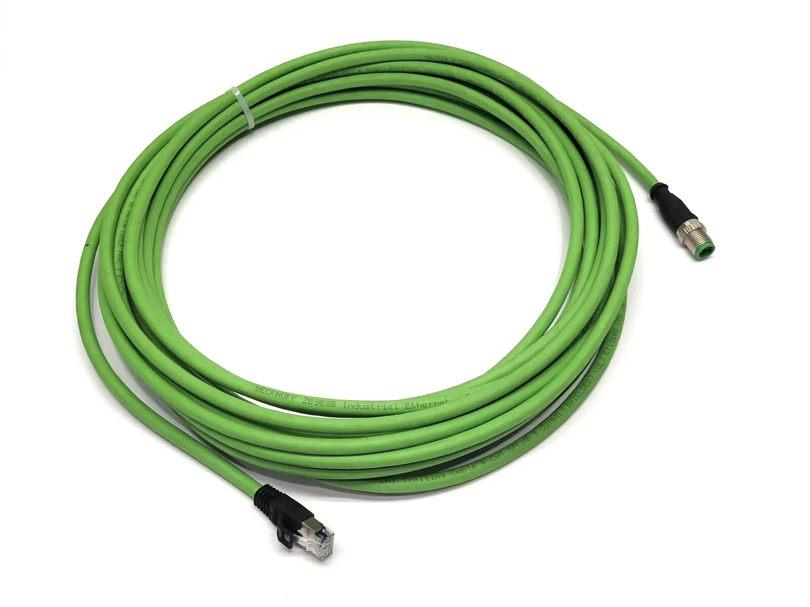 Used Beckhoff Double Ended Ethernet/ EtherCAT Cordset M12 Male 4-pin to RJ45 Cable & Wire Michigan US | Maverick Industrial Sales #1398010