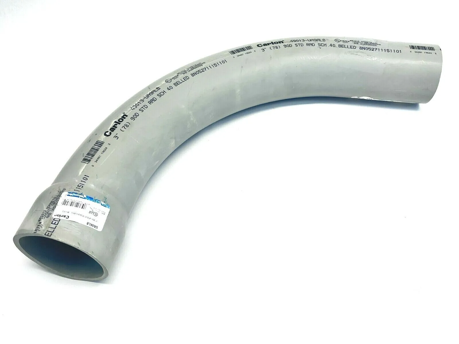 49013-UA9ALB | Carlon  3" 90 Degree Standard Radius Schedule 40 Belled End Elbow - New Other