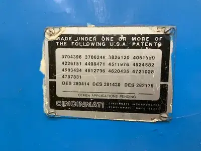 USED CINCINNATI INC 2,500 X 10 FT.