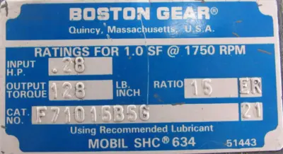NEW BOSTON GEAR F71015B5G GEAR REDUCER 15:1