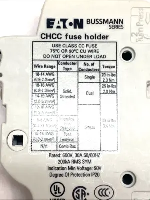 Used Eaton Bussmann Fuse Holder Class CC 1P 600V DIN Rail Indicator LOT OF 2 Fuse Accessories Michigan US | Maverick Industrial Sales #1398572
