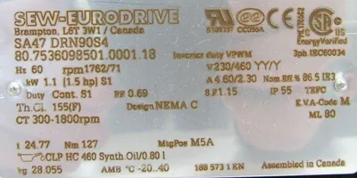 NEW SEW EURODRIVE SA47 DRN90S4 GEAR MOTOR 24.77:1 SA47/A SA47DRN90S4