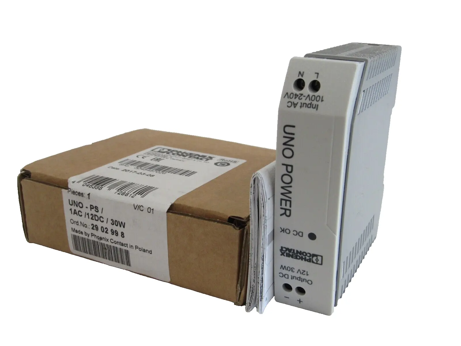 NEW PHOENIX CONTACT UNO-PS/1AC/12DC/ 30W POWER SUPPLY 2902998 UNOPS1AC12DC30W