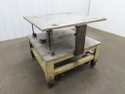 1" Aluminum Top  Steel Base Work Bench Table 40"x40" x 25-36"Adjustable Height