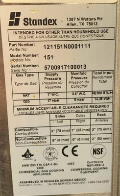 72-0140 Bakers Pride 151 Gas Oven