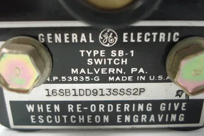 USED GENERAL ELECTRIC SB-1 SWITCH 16SB1DD913SSS2P