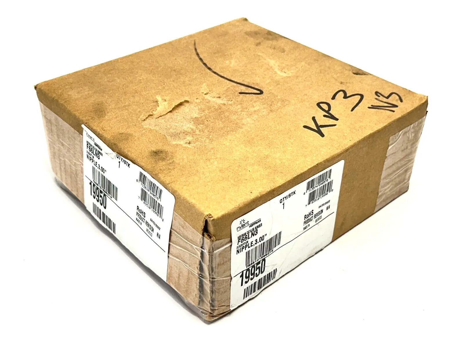 F66LN3,19950 | Hoffman F66LN3 Nipple Lay-in Hinged-Cover Gray 6" x 6" x 3" 19950 - New
