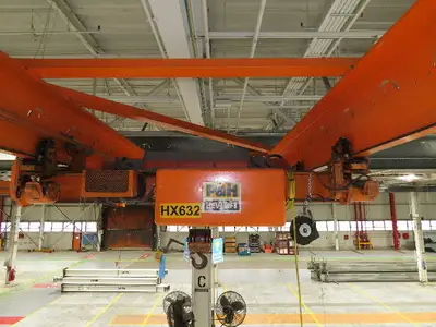 Cleveland Tramrail P&H 4 Ton Double Girder Underhung Bridge Crane 45' 10" Span