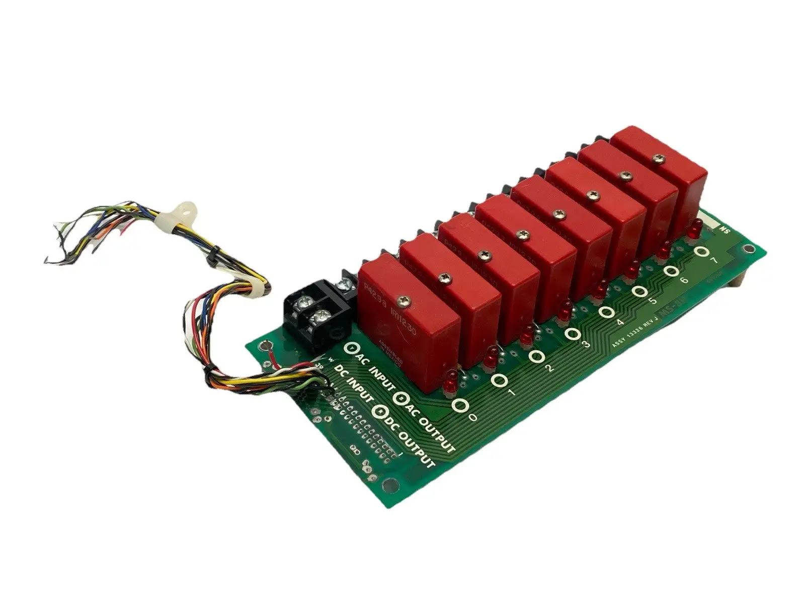 USED CRYDOM RELAY MOUNTING BOARD 13326 REV J W/ 8X POTTER&BRUMFIELD ODC-5 385