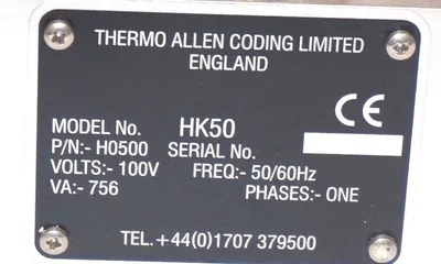NEW THERMO ALLEN H0500 HOT INK CODER MODEL. HK50