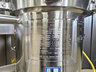 Used 10 Gallon Feldmeier Tank (Vessel), 316 Stainless Steel, with Mixer