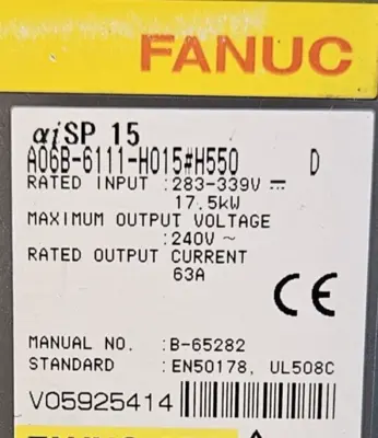 FANUC A06B-6111-H015#H550 Servo Drive 17.5Kw 240V 63A (BIN333)