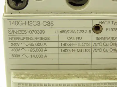 Allen Bradley 140G-H2C3-C35 Circuit Breaker 3P 30A 600V 3PH H-Frame