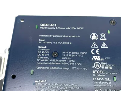 USED PULS SINGLE PHASE POWER SUPPLY, DIN RAIL, 960W, 48V, 20A