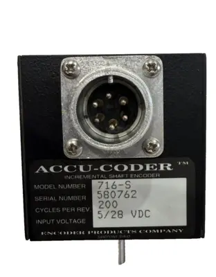 NEW ACCU-CODER 716-0 INCREMENTAL SHAFT ENCODER 5/28VDC 200 PULSES PER REV 7160
