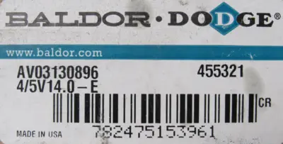 NEW BALDOR 455321 SHEAVE 4-5V14.00-E
