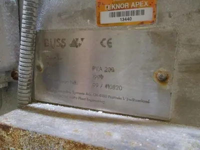8" BUSS HOT MELT SINGLE-SCREW EXTRUDER AND PELLETIZING SYSTEM. STOCK # 0363624