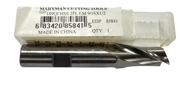 Marxman 9/16" HSS End Mill 2 Flute Regular Length
